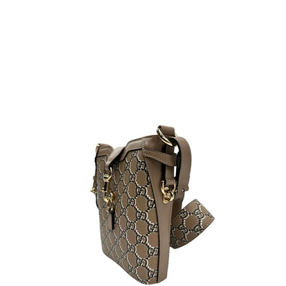 lato Borsa Gucci in canvas GG color tortora e parti metalliche dorate; munita di una tracolla leggermente regolabile. Completa di dustbag, di lusso, originale, eccellenti condizioni. 