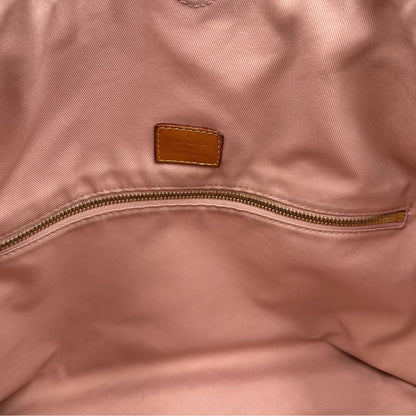 interno Borsa Louis Vuitton in canvas damier azur con finiture in vacchetta naturale e parti metalliche dorate; munita di un manico singolo, indossabile a spalla, di lusso, originale, ottime condizioni, usata