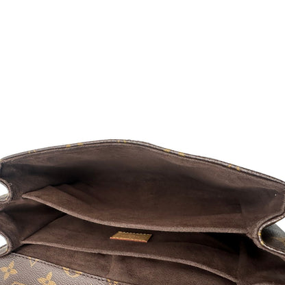interno Borsa Louis Vuitton Métis in canvas marrone monogram con dettagli in vacchetta naturale e parti metalliche dorate. Munita di un manico singolo e una tracolla regolabile e amovibile, di lusso, originale, ottime condizioni, usata. 