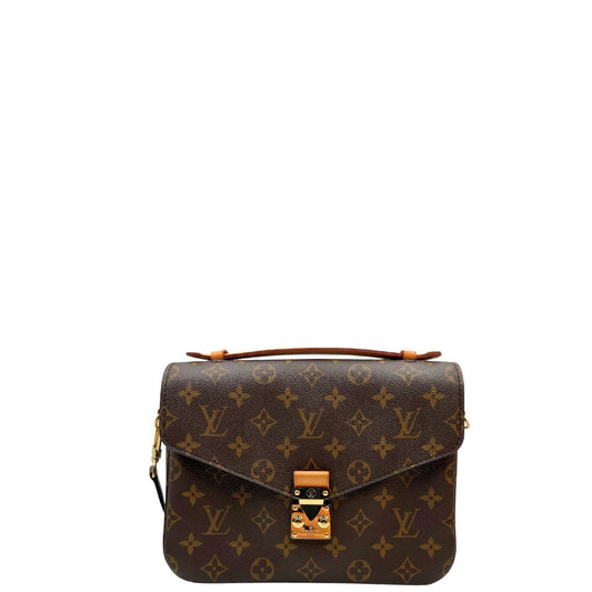 front Borsa Louis Vuitton Métis in canvas marrone monogram con dettagli in vacchetta naturale e parti metalliche dorate. Munita di un manico singolo e una tracolla regolabile e amovibile, di lusso, originale, ottime condizioni, usata. 