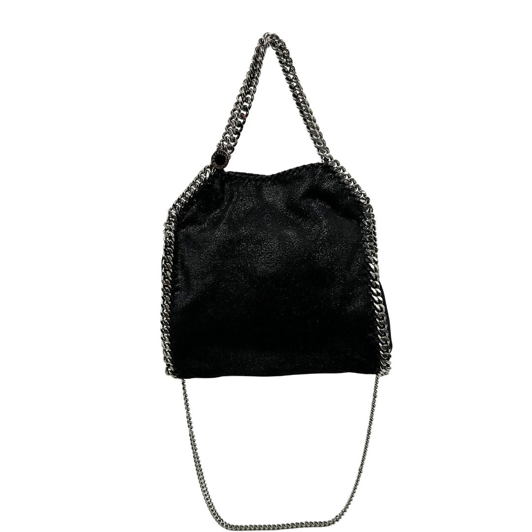 retro Borsa Stella McCartney Falabella in tessuto vegano nero con parti metalliche argentate. Completa di dustbag, di lusso, ottime condizioni, originale. 