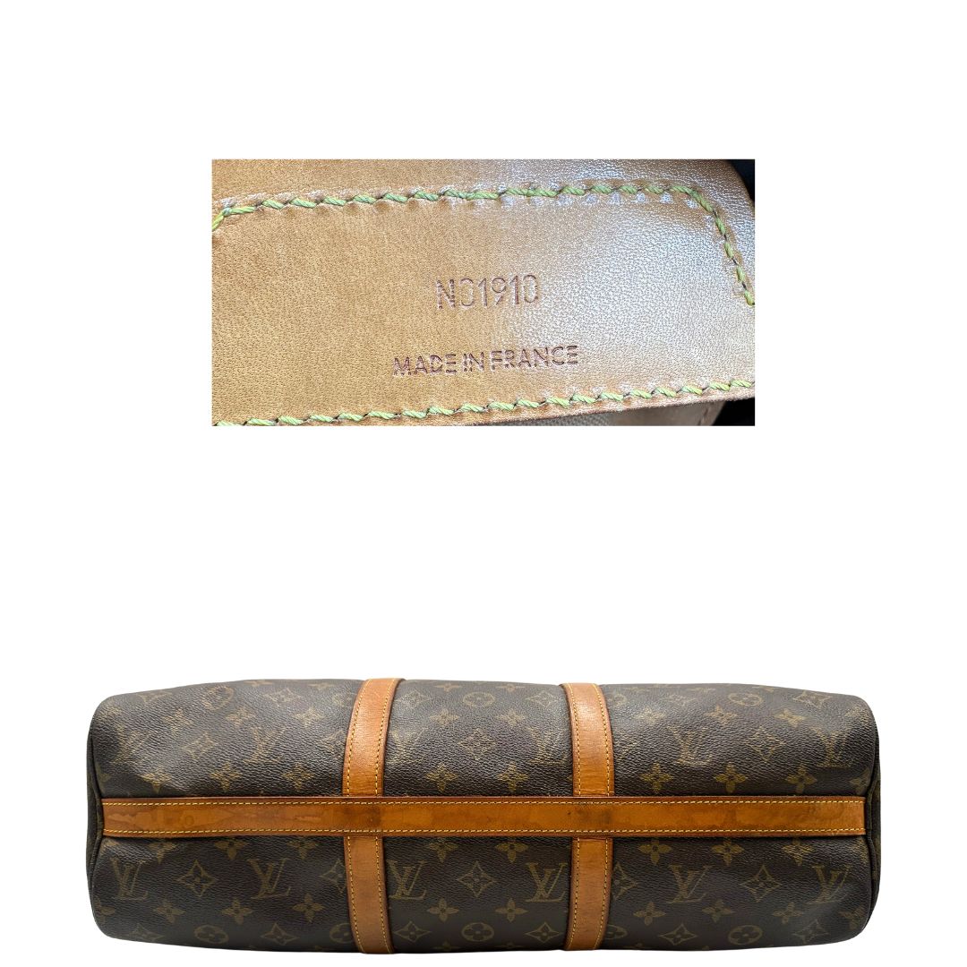 base e codice  Borsa Louis Vuitton in canvas marrone monogram con finiture in vacchetta naturale e parti metalliche dorate; munita di doppi manici, indossabile a spalla. Completa di dustbag, di lusso, originale, ottime condizioni, usata. 