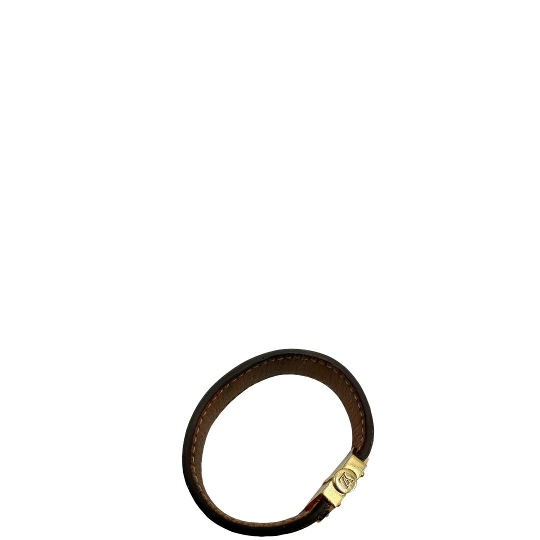  Bracciale Louis Vuitton in canvas marrone monogram e dettagli metallici dorati. Full set, di lusso, originale, ottime condizioni, usato.