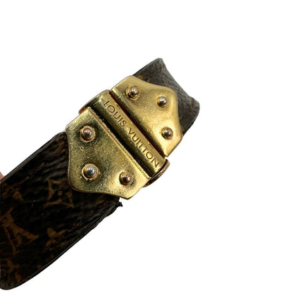  Bracciale Louis Vuitton in canvas marrone monogram e dettagli metallici dorati. Full set, di lusso, originale, ottime condizioni, usato.