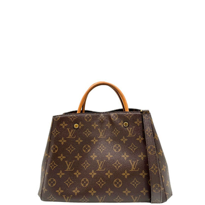  Borsa Louis Vuitton in canvas marrone monogram con finiture in vacchetta naturale e parti metalliche dorate; munita di doppi manici stondati, e una tracolla amovibile, di lusso, originale, ottime condizioni, usata. 