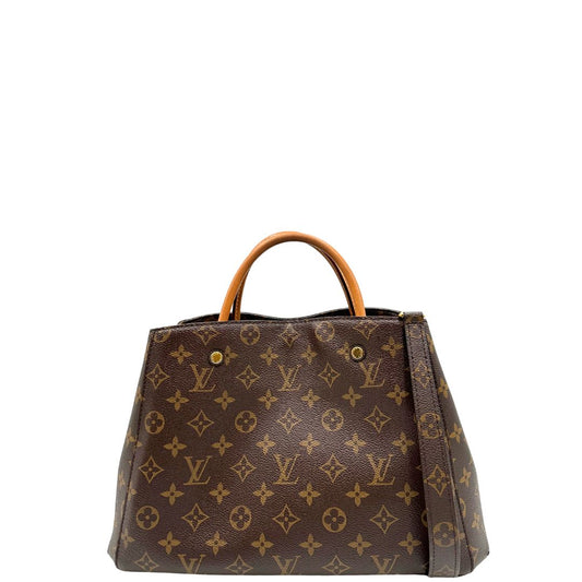  Borsa Louis Vuitton in canvas marrone monogram con finiture in vacchetta naturale e parti metalliche dorate; munita di doppi manici stondati, e una tracolla amovibile, di lusso, originale, ottime condizioni, usata. 
