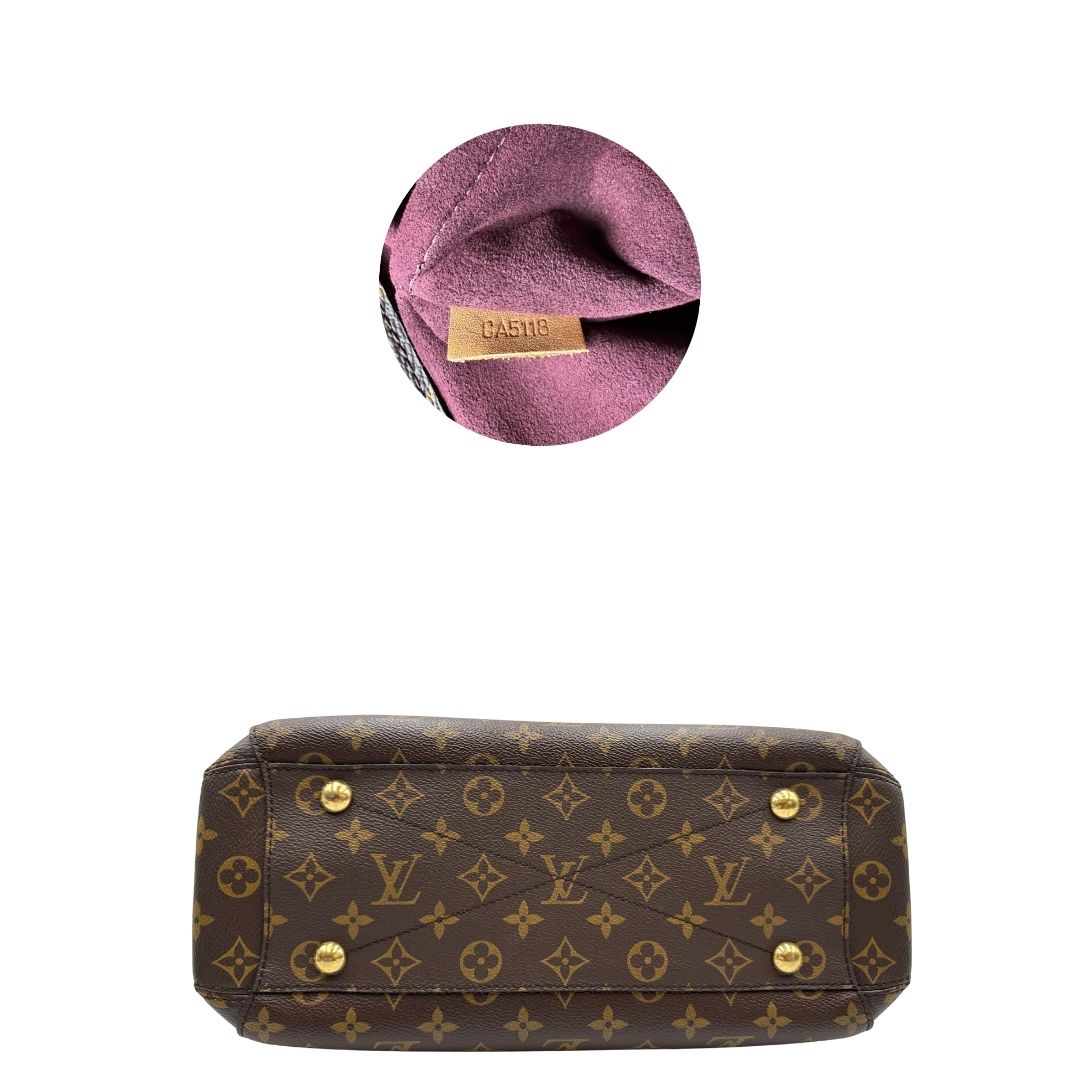 base  Borsa Louis Vuitton in canvas marrone monogram con finiture in vacchetta naturale e parti metalliche dorate; munita di doppi manici stondati, e una tracolla amovibile, di lusso, originale, ottime condizioni, usata. 