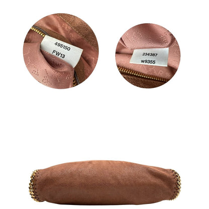 base Borsa Stella McCartney Falabella in tessuto vegano color cameo rifinita con catene in metallo dorato. Completa di dustbag, di lusso, originale, ottime condizioni, usata. 