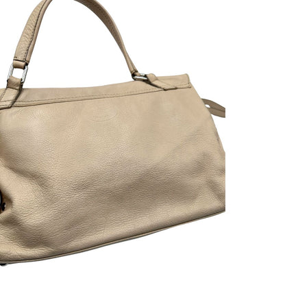 retro  Borsa Zanellato in pelle martellata beige con parti metalliche argentate; munita di un manico singolo e una tracolla amovibile e regolabile, di lusso, originale, ottime condizioni, usata. 