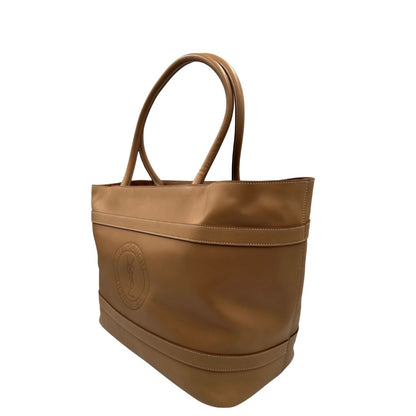 lato  Borsa Saint Laurent in pelle beige con logo Rive Gauche sul front; munita di doppi manici, indossabile a spalla. Completa di dustbag, di lusso, originale, ottime condizioni, usata.