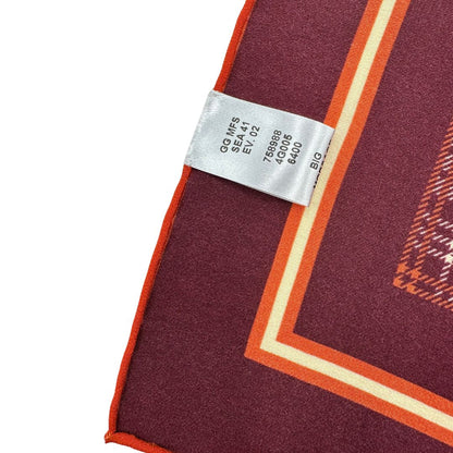  Foulard in 100% seta bordeaux con trama Horsebit, di lusso, eccellenti condizioni, usato.