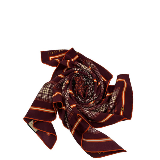  Foulard in 100% seta bordeaux con trama Horsebit, di lusso, eccellenti condizioni, usato.