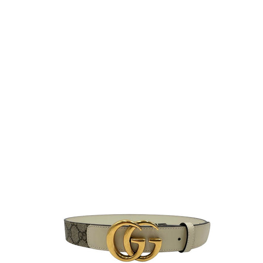 Cintura Gucci GG in canvas e pelle bianca, di lusso, originale, ottime condizioni, usata, originale.
