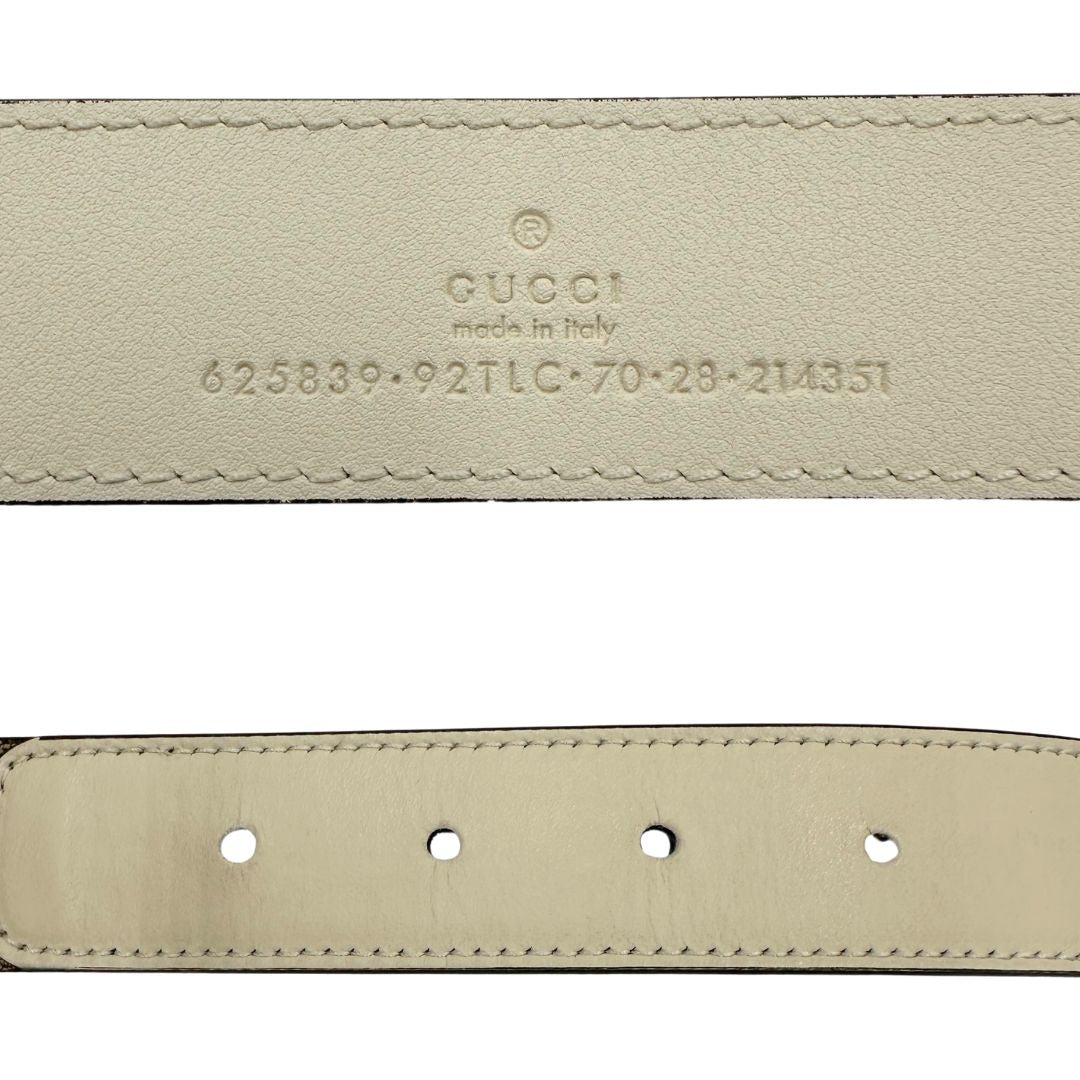 Cintura Gucci GG in canvas e pelle bianca, di lusso, originale, ottime condizioni, usata, originale.