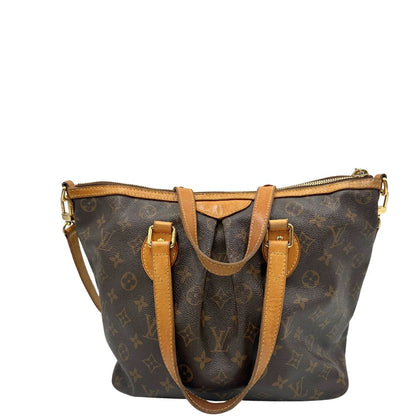retro Borsa Louis Vuitton in canvas marrone monogram con parti metalliche dorate e finiture in vacchetta naturale; munita di una tracolla amovibile e regolabile e doppi manici. Indossabile a spalla oppure a mano. Completa di dustbag, di lusso, originale, ottime condizioni, usata. 