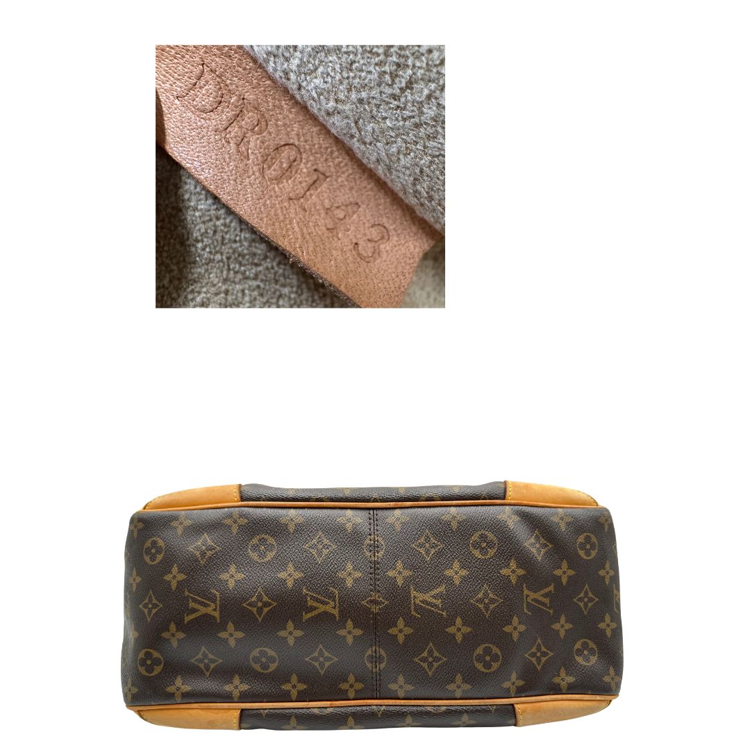 base Borsa Louis Vuitton in canvas marrone monogram con finiture in vacchetta naturale e parti metalliche dorate; munita di doppi manici, indossabile a spalla. Completa di dustbag, di lusso, originale, usata. 