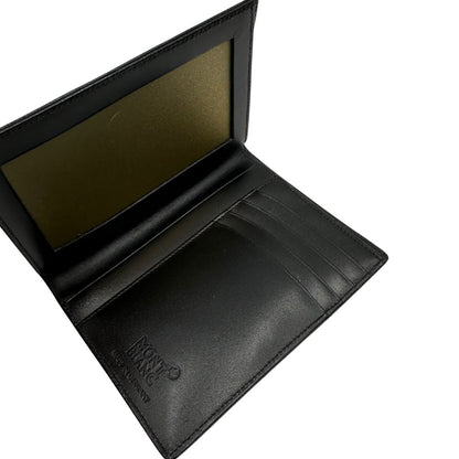 Portafoglio Montblanc in pelle nera, di lusso, originale, ottime condizioni, usato.