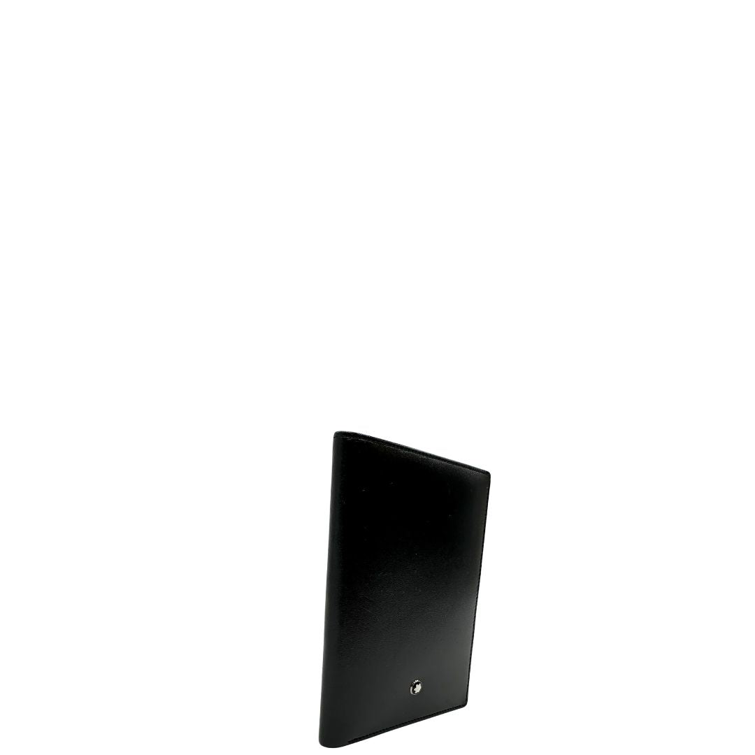 lato Portafoglio Montblanc in pelle nera, di lusso, originale, ottime condizioni, usato. 