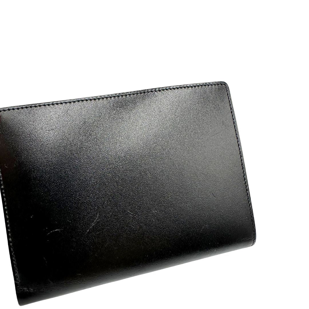 Portafoglio Montblanc in pelle nera, di lusso, originale, ottime condizioni, usato.