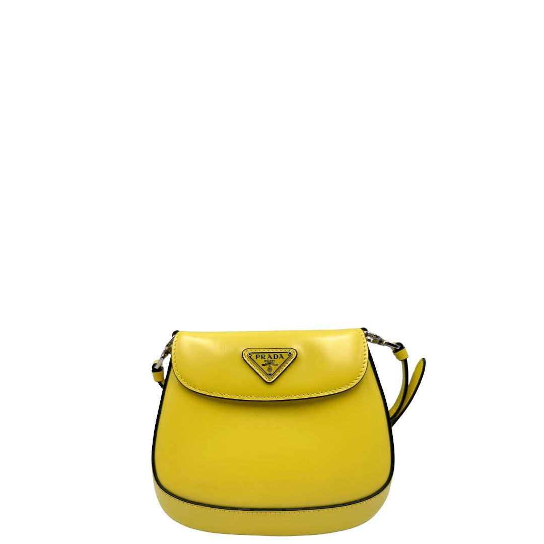 front  Mini bag Prada in pelle spazzolata con hardware argentato, di lusso, originale, eccellenti condizioni, usata. 