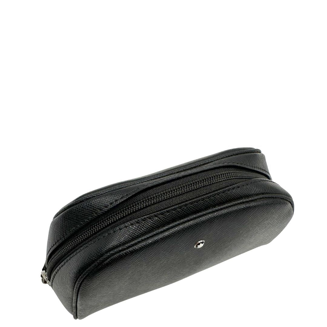  Pochette Montblanc in pelle saffiano nera, di lusso, originale, ottime condizioni, usata. 