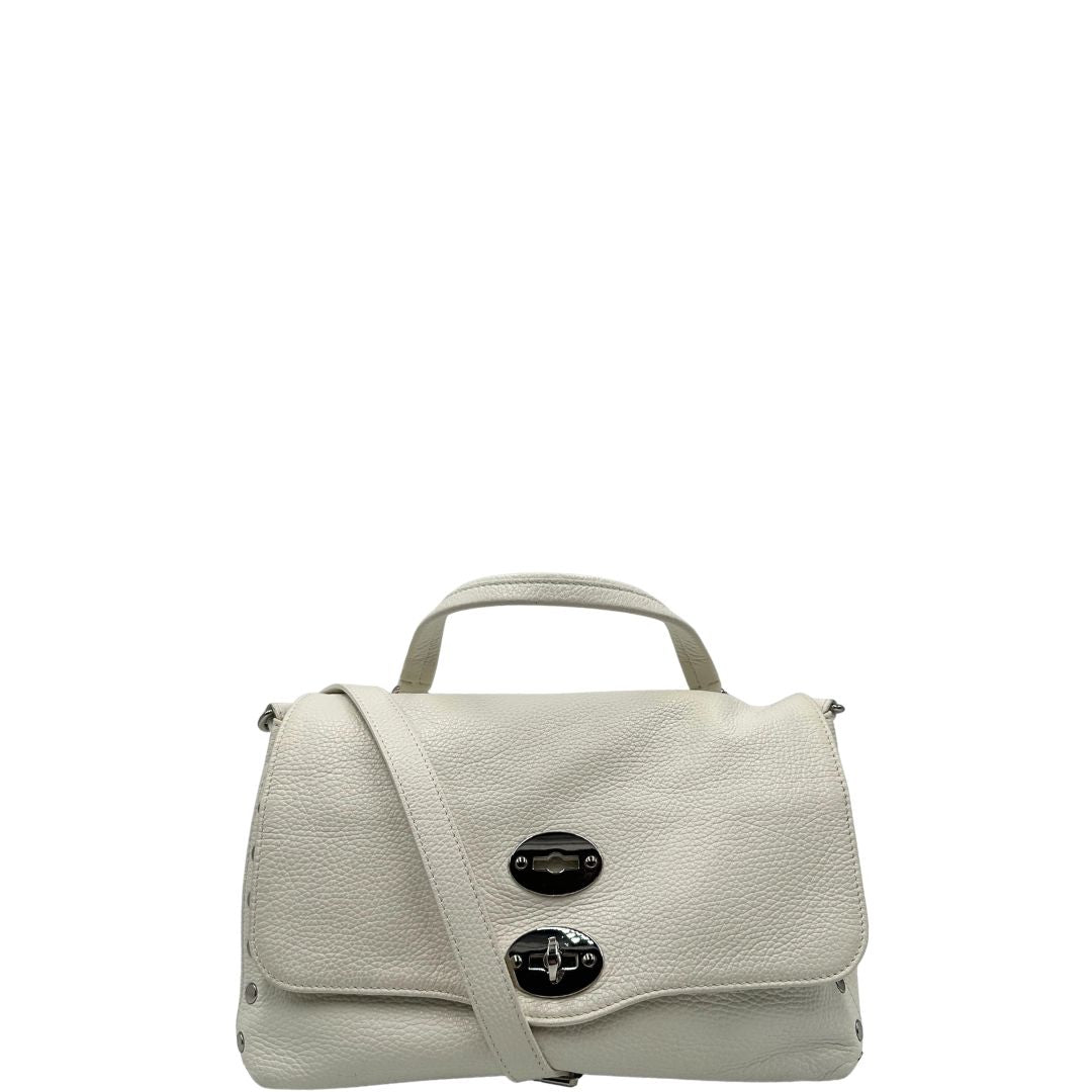 front borsa Zanellato postina s in pelle bianca, di lusso, originale, ottime condizioni, usata. 