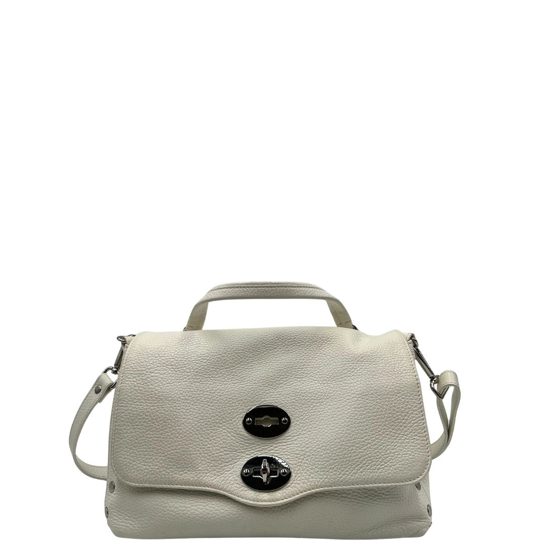 front borsa Zanellato postina s in pelle bianca, di lusso, originale, ottime condizioni, usata. 