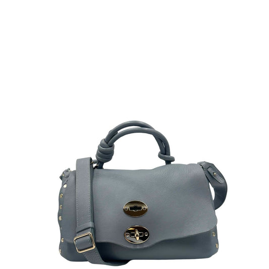 front Borsa Zanellato in pelle azzurro polvere, di lusso, originale, usata. 