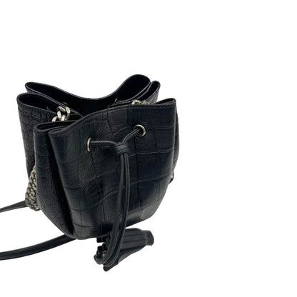 coulisse Secchiello ysl in pelle cocco nera con parti metalliche argentate, di lusso, originale, usata. 