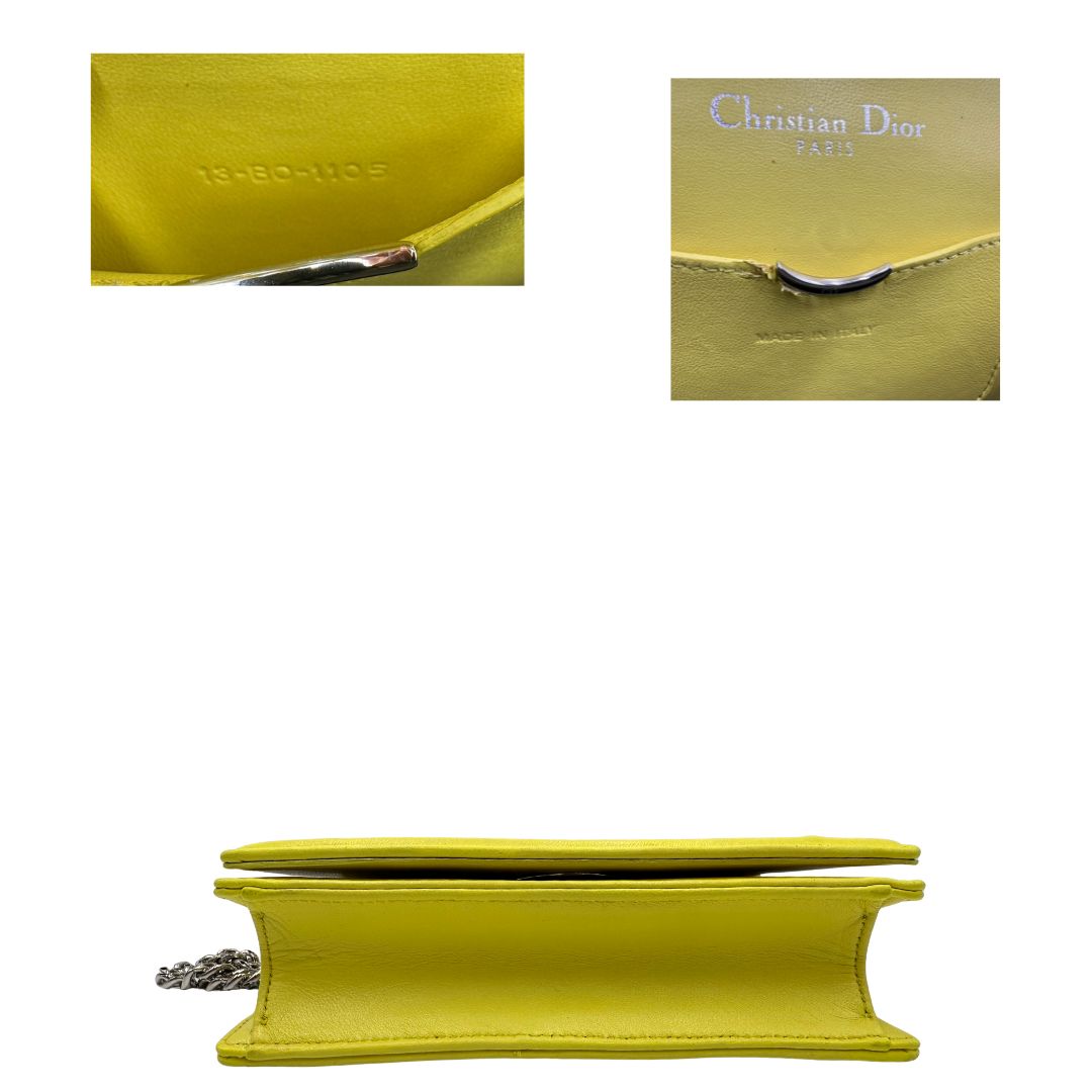base Borsa dior in pelle gialla, di lusso, originale, ottime condizioni, usata.