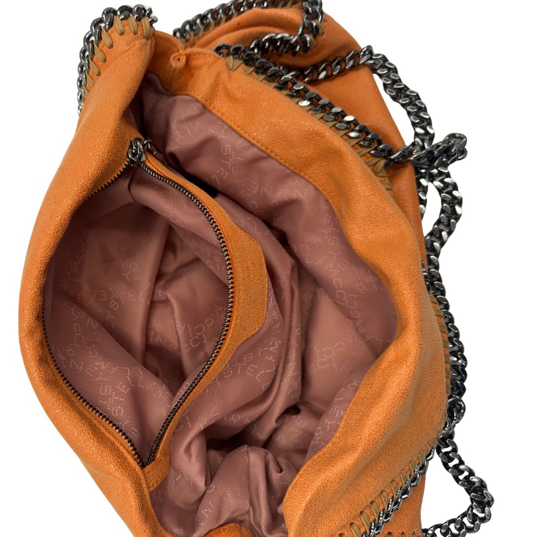 interno Borsa Falabella in tessuto vegano arancione, di lusso, usata, originale, ottime condizioni  