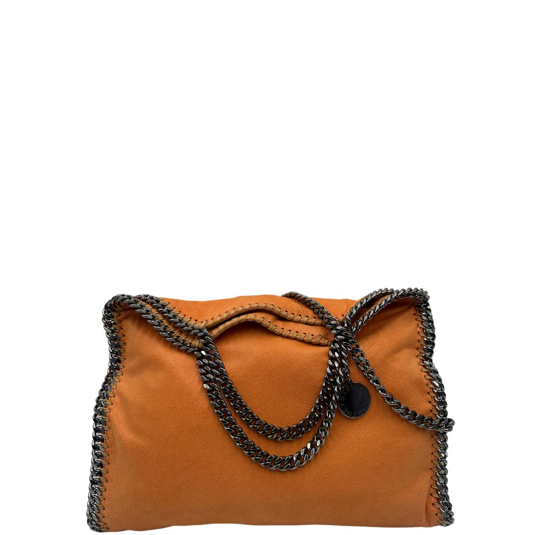 front Borsa Falabella in tessuto vegano arancione, di lusso, usata, originale, ottime condizioni 