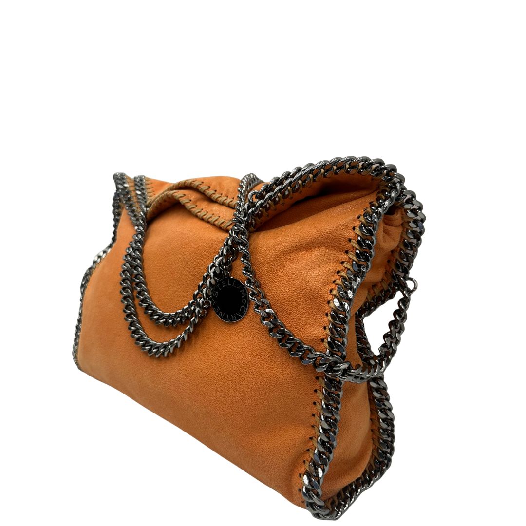 lato Borsa Falabella in tessuto vegano arancione, di lusso, usata, originale, ottime condizioni 