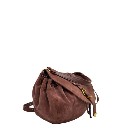 lato Borsa Coccinelle in pelle rosa scamosciata con parti metalliche dorate; munita di un manico singolo e una tracolla amovibile. Completa di dustbag, di lusso, originale, ottime condizioni. 