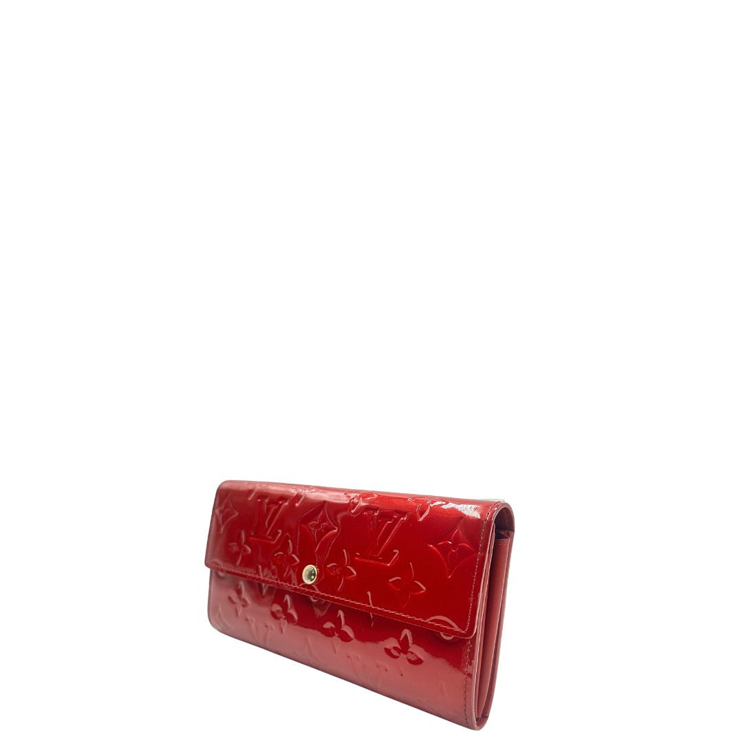 lato portafoglio in pelle rossa monogram  