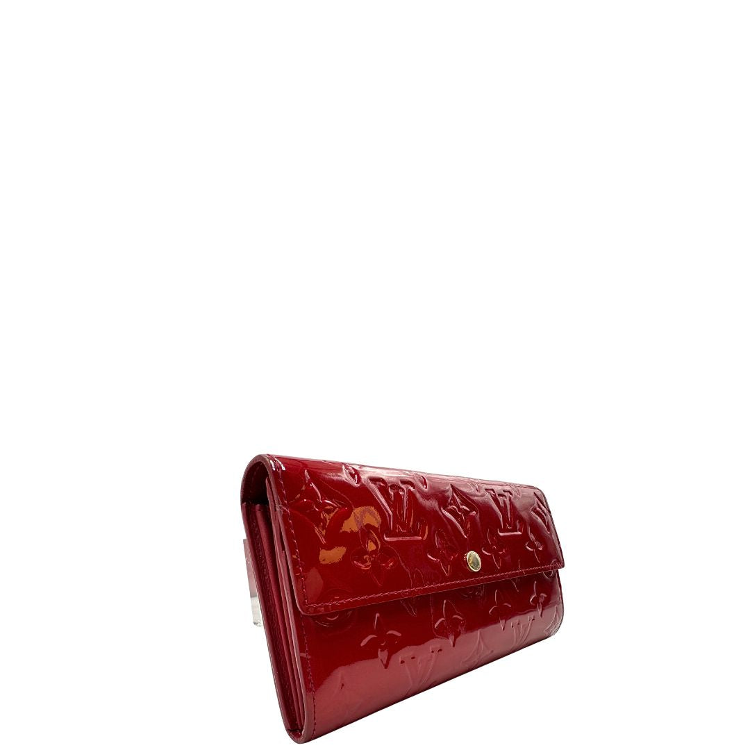 lato portafoglio in pelle rossa monogram  