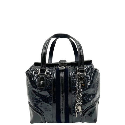 front Borsa Gucci compatta in pelle lucida con trama Horsebit, di lusso, originale, usata.