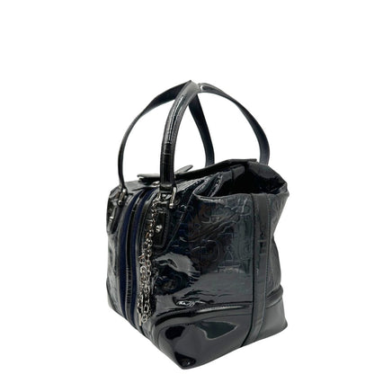lato  Borsa Gucci compatta in pelle lucida con trama Horsebit, di lusso, originale, usata. 