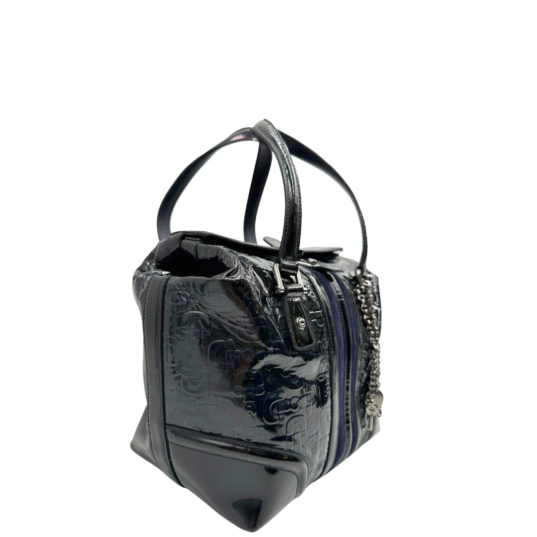 lato  Borsa Gucci compatta in pelle lucida con trama Horsebit, di lusso, originale, usata. 