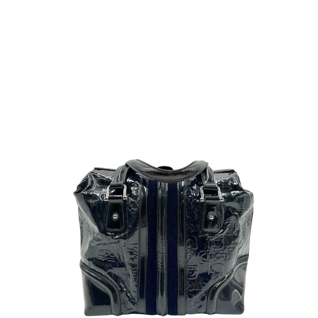 retro  Borsa Gucci compatta in pelle lucida con trama Horsebit, di lusso, originale, usata. 