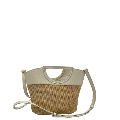 Retro, Borsa Coccinelle ;design bicolore che unisce materiali naturali e pelle.