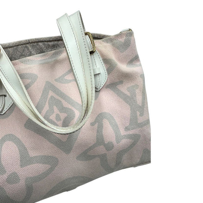 Manici, Borsa Louis Vuitton in tela resistente bicolore con motivi floreali coordinati.