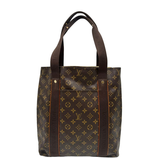 front  Borsa Louis Vuitton realizzata in tela monogram marrone con finiture in vacchetta naturale e rifinita con parti in tessuto, di lusso, originale, ottime condizioni, usata. 