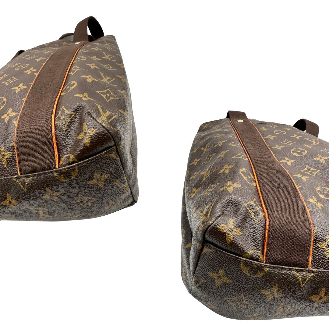 angoli  Borsa Louis Vuitton realizzata in tela monogram marrone con finiture in vacchetta naturale e rifinita con parti in tessuto, di lusso, originale, ottime condizioni, usata. 