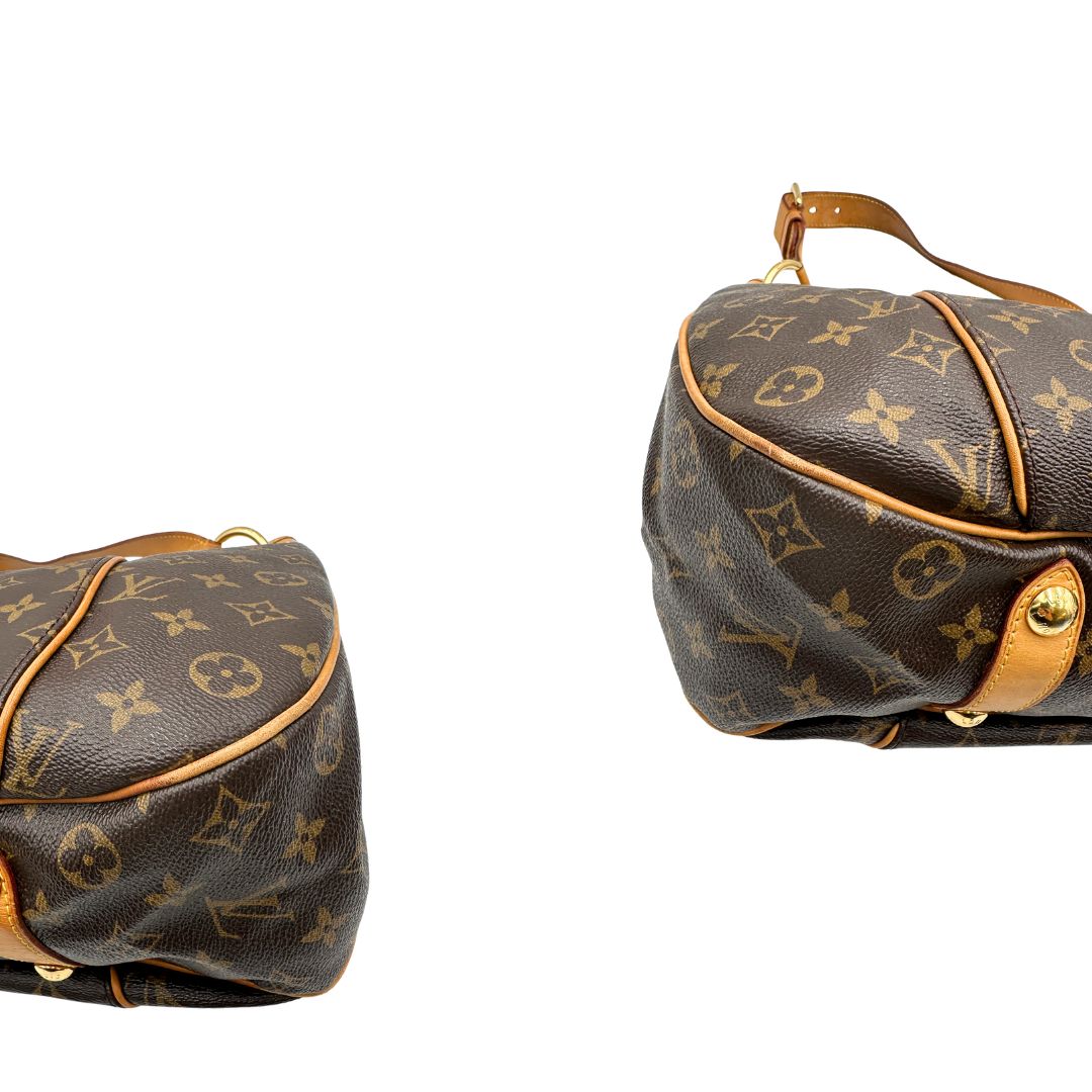 Angoli, Borsa Louis Vuitton realizzata in tela monogram marrone con finiture in vacchetta naturale.