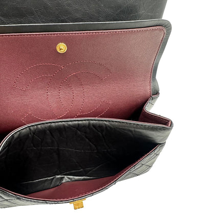 interno Borsa Chanel 2.55 in pelle invecchiata nera con hardware dorato, di lusso, originale, ottime condizioni. 