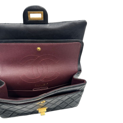interno Borsa Chanel 2.55 in pelle invecchiata nera con hardware dorato, di lusso, originale, ottime condizioni. 