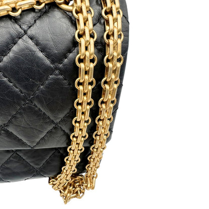Borsa Chanel 2.55 in pelle invecchiata nera con hardware dorato, di lusso, originale, ottime condizioni.