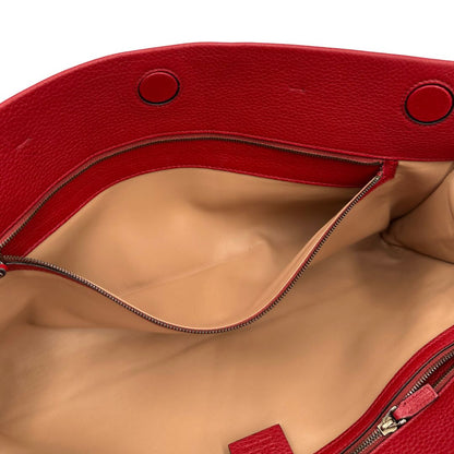 interno  Pochette Gucci maxi in pelle rossa martellata con dettagli Bamboo, di lusso, originale, ottime condizioni, usata. 