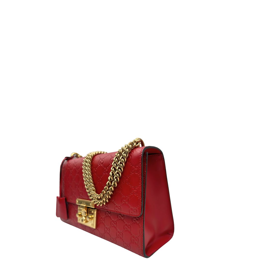 lato Borsa Padlock in pelle GG rossa, di lusso, originale, usata, ottime condizioni. 